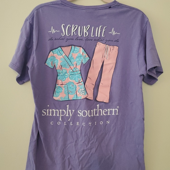 Simply Southern Tops - Simply Southern Scrub Life Purple Tee Medium